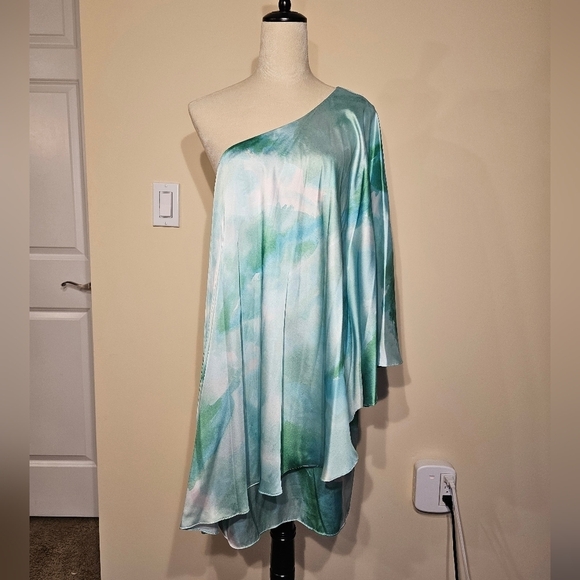 Aidan by Aidan Mattox NWOT Tie-Dye One-Shoulder Minidress Size 12 - Picture 3 of 6